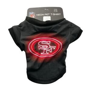 New San Francisco 49ers NFL Pet Dog/Cat Black Red Neon T-Shirt Size XS